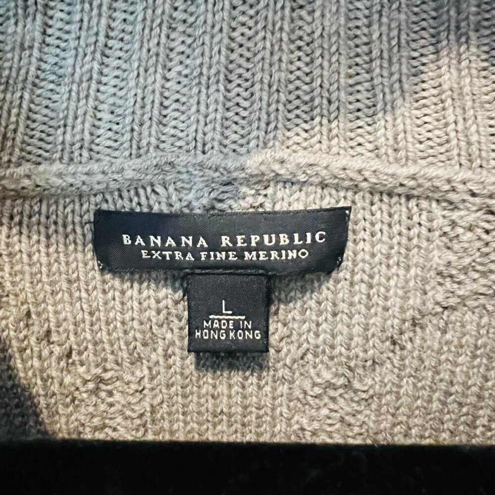 Banana Republic Extra Fine Merino Wool Sweater Cable Knit Sweater Dress Size L - Picture 14 of 16